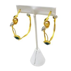 🌟Alexis Bittar Gold Hoops🌟women’s jewelry-boho-coastal-14k-stones-beach🌟
